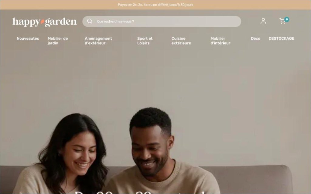 Boutique en ligne Happy Garden, mobilier et aménagement extérieur