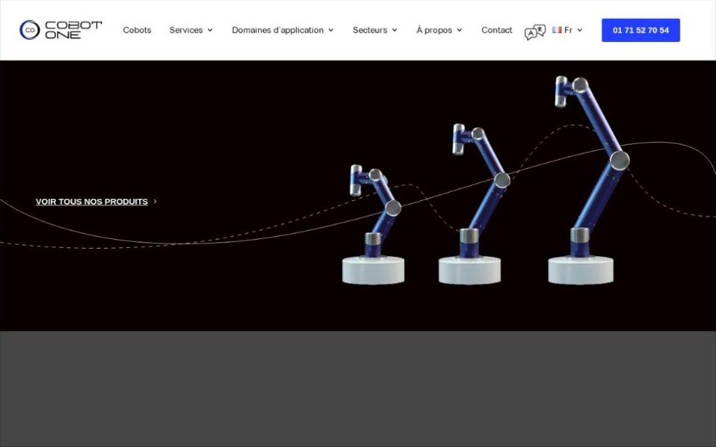 Site de Cobot One, intégrateur de robotique collaborative