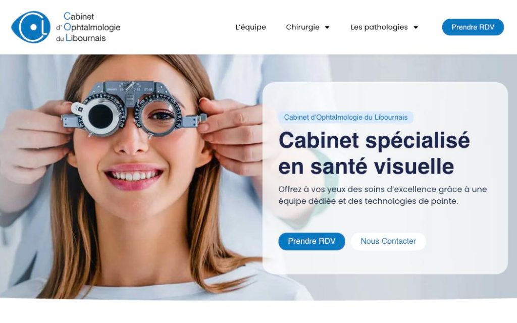 Site du Cabinet d'Ophtalmologie du Libournais, réalisé par SEO Design